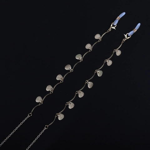 Shell Charms Decorative Glasses Chain Gold Metal Eyewear Strap Anti-Slip Reading Glasses Holder Necklace Fashion