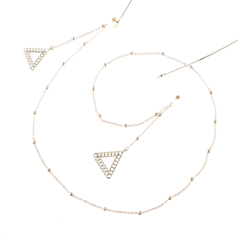 Brillenkette Metallperlen Dreieck Anhänger Rutschfest Brillenband Mode Retro Accessoire Für Damen
