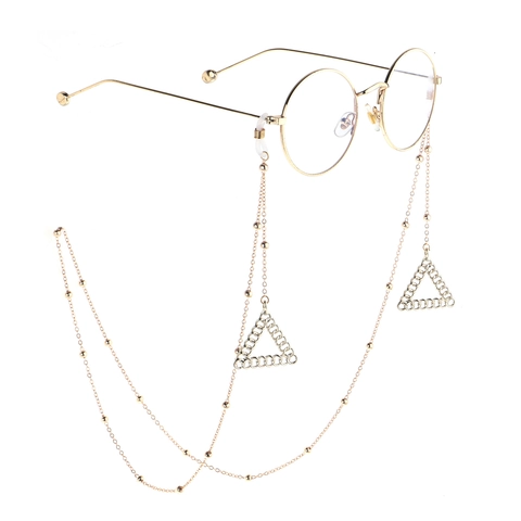 Brillenkette Metallperlen Dreieck Anhänger Rutschfest Brillenband Mode Retro Accessoire Für Damen