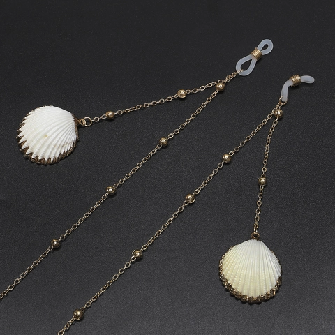 Cadena para Gafas de Aleación Dorada Con Colgante de Concha Natural Cordón Antideslizante para Gafas de Sol para Mujer