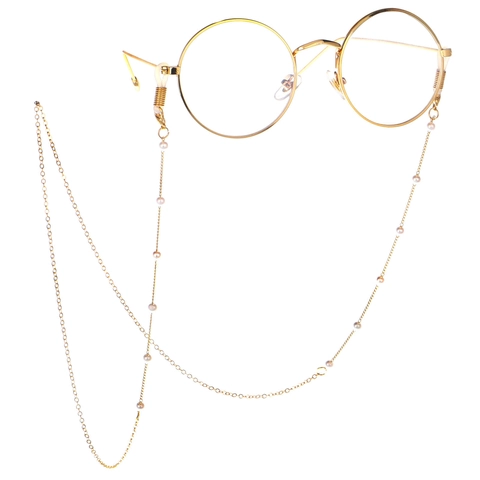 Elegant Glasses Chain Copper Metal With Faux Artificial Pearls Anti Slip Eyewear Lanyard Retro Sunglasses Strap For Women