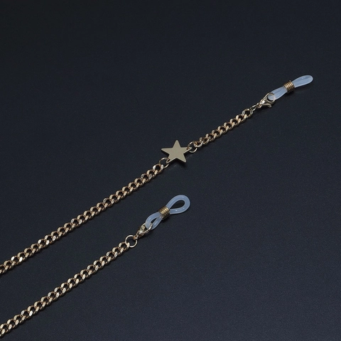 Metal Star Pendant Glasses Chain Anti-slip Eyeglass Lanyard Strap With Silicone Loops For Women Sunglasses Holder