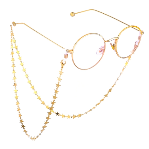 Star Shaped Metal Alloy Glasses Chain Fashion Anti Slip Eyewear Strap Decorative Silicone Loop Neck Lanyard