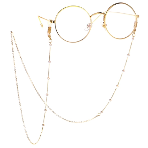 Catena Per Occhiali Elegante Metallo Placcato Oro Con Künstliche Perle Sintetiche Cinturino Anti-Perdita Decorativo Stile Vintage