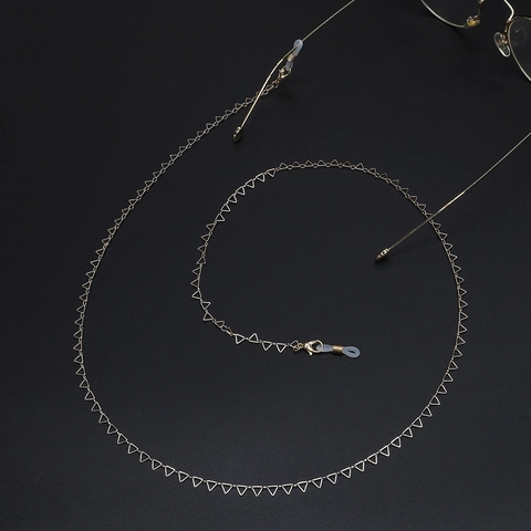 Handgemaakte Gouden Metalen Driehoek Stukken Brillenkoord Anti Slip Brilhouder Koord Geometrische Mode Voor Dames
