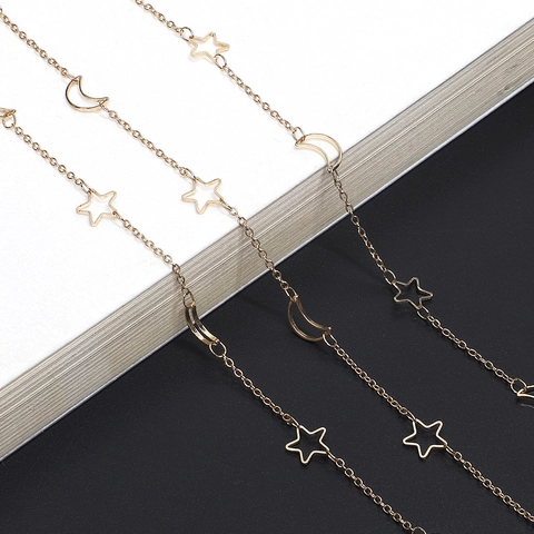 Fashion Metal Star Moon Glasses Chain Anti-slip Eyewear Strap Holder Gold Silver Eyeglasses Neck Cord For Women Jewelry