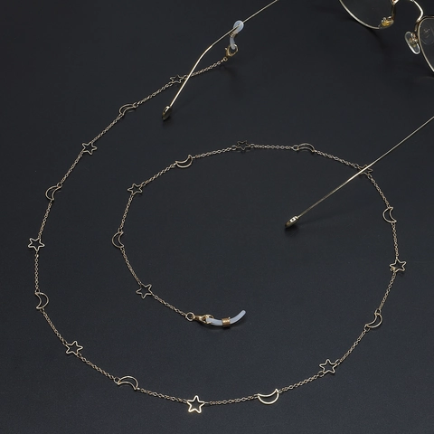 Fashion Metal Star Moon Glasses Chain Anti-slip Eyewear Strap Holder Gold Silver Eyeglasses Neck Cord For Women Jewelry