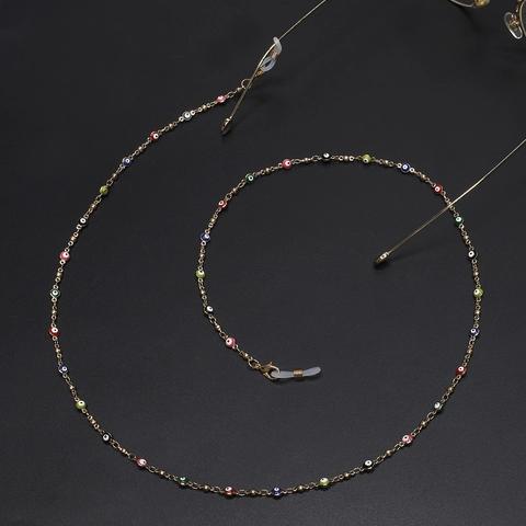 Evil Eye Beads Glasses Chain Metal Eyewear Strap Multi Color Anti Slip Holder Necklace Fashion Accessory