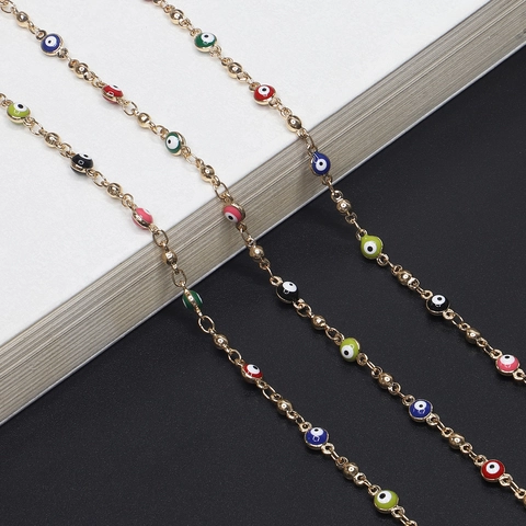 Evil Eye Beads Glasses Chain Metal Eyewear Strap Multi Color Anti Slip Holder Necklace Fashion Accessory
