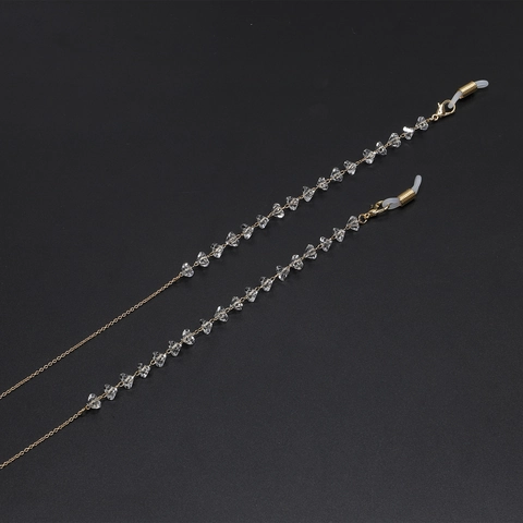Catena Occhiali Lega Metallo Perline Cristallo Trasparente Antiscivolo Regolabile Cordino Collo Per Occhiali Da Sole