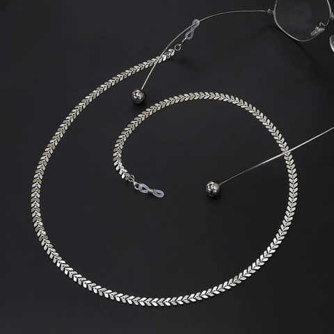 Retro Metal Glasses Chain Anti-slip Silicone Loop Fishbone Pattern V-shape Link Eyeglasses Sunglasses Strap Neck Cord