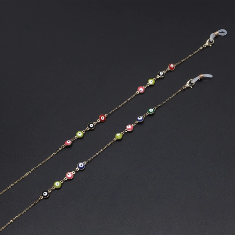 Evil Eye Glasses Chain Metal Multi Color Enamel Beads Eyeglass Lanyard Anti Slip Strap Fashion Jewelry