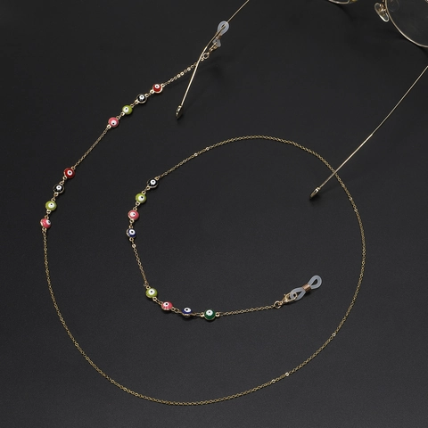 Evil Eye Glasses Chain Metal Multi Color Enamel Beads Eyeglass Lanyard Anti Slip Strap Fashion Jewelry