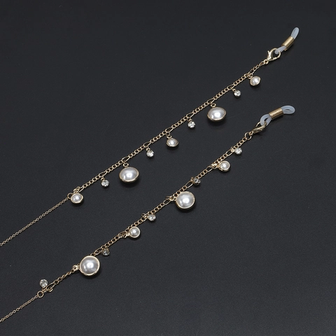 Catena Per Occhiali In Lega Dorata Alla Moda Con Künstliche Perle Sintetiche E Strass Cordino Per Occhiali Antiscivolo Per Donna