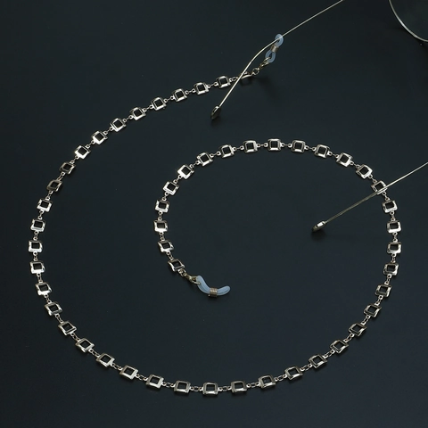Glasses Chain Copper Metal Square Hollow Link Anti-Slip Eyewear Strap Geometric Fashion Accessory For Women Men