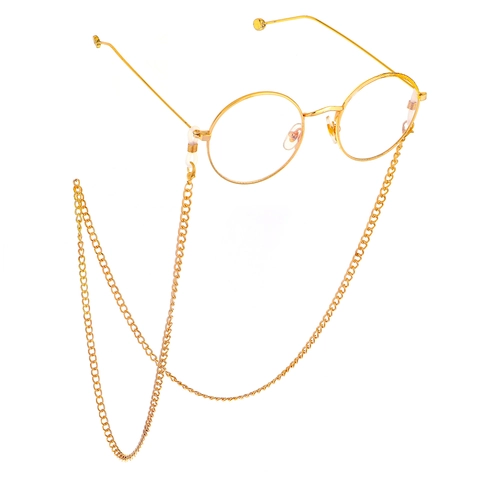 Metal Glasses Chain Retro Anti-Slip Eyeglass Lanyard Simple Chunky Link Holder Adjustable Rubber Loops Neck Strap