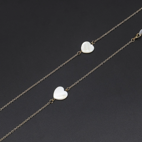 Fashion Glasses Chain With White Heart Shell Alloy Metal Non-slip Eyewear Lanyard Strap For Women