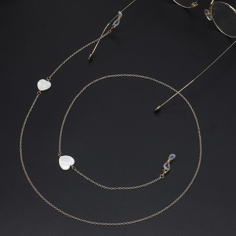 Fashion Glasses Chain With White Heart Shell Alloy Metal Non-slip Eyewear Lanyard Strap For Women