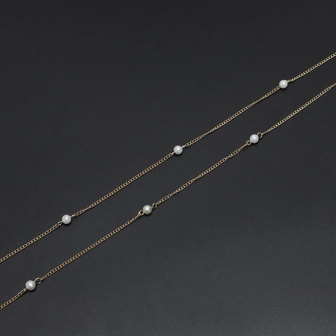 Catena Per Occhiali Elegante Metallo Rame E Perla Artificial Sintetica Antiscivolo Per Occhiali Da Sole Occhiali Da Lettura Cordino