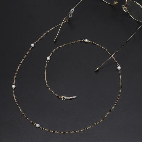 Catena Per Occhiali Elegante Metallo Rame E Perla Artificial Sintetica Antiscivolo Per Occhiali Da Sole Occhiali Da Lettura Cordino