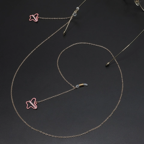 Butterfly Rhinestone Glasses Chain Anti Slip Metal Eyewear Lanyard Women Decorative Gold Tone Neck Strap