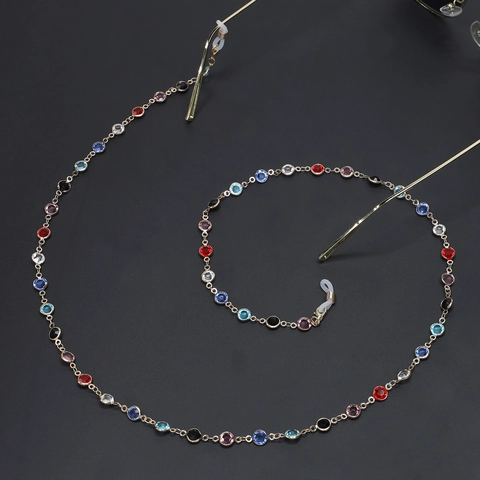 Colorful Glass Bead Glasses Chain Metal Anti-Lost Eyewear Strap Mask Lanyard Fashion Retro Boho Accessory