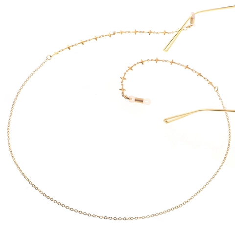 Gouden Metalen Brillenketting Antislip Brillenkoord Met Ster Kruis Hanger Retro Stijl Voor Dames