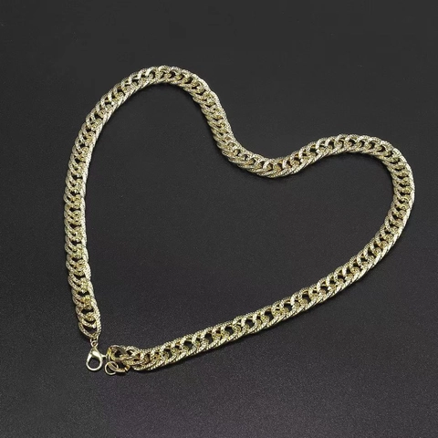 Collana A Catena Grossa Tono Oro Lega Maglia Gourmette Texturizzata Stile Hip Hop Punk Per Uomo Donna