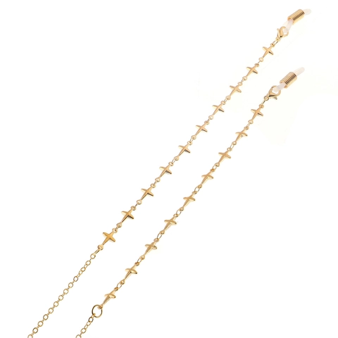 Vergulde Koperen Brillenketting Met Sterbedeltjes En Verstelbare Siliconen Lussen Antislip Brillenkoord Voor Zonnebrillen
