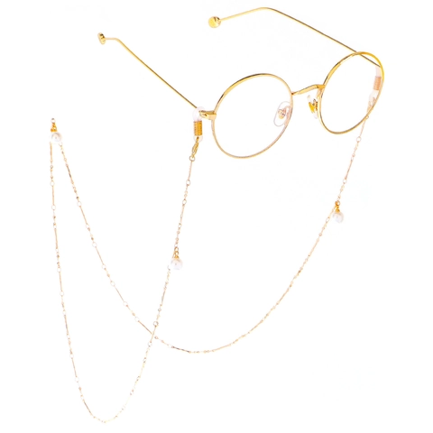 Catena Per Occhiali Con Künstliche Perle Lega Di Metallo Placcata In Oro Reale Cordino Elegante Fatto A Mano Accessorio Da Collo Donna