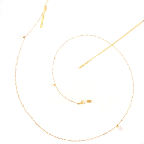 Catena Per Occhiali Con Künstliche Perle Lega Di Metallo Placcata In Oro Reale Cordino Elegante Fatto A Mano Accessorio Da Collo Donna