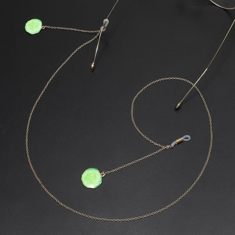 Glasses Chain Metal Eyeglass Strap Anti Slip Copper With Simulation Cucumber Pendant Fashion Eyewear Accessory