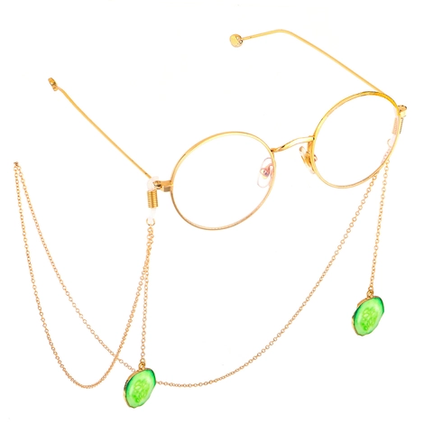 Glasses Chain Metal Eyeglass Strap Anti Slip Copper With Simulation Cucumber Pendant Fashion Eyewear Accessory