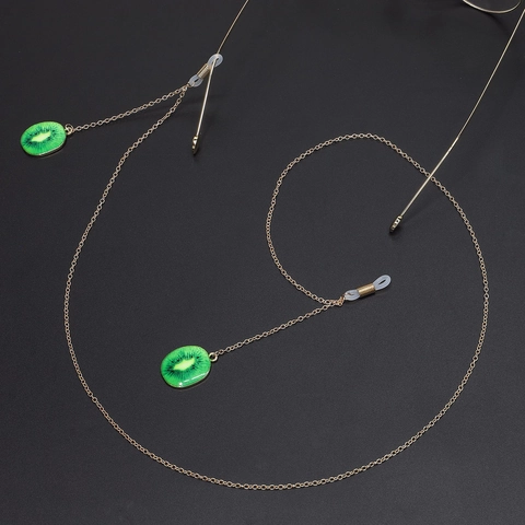 Anti-slip Glasses Chain Metal Eyewear Strap Gold Color With Kiwi Fruit Pendant Fashion Jewelry For Women