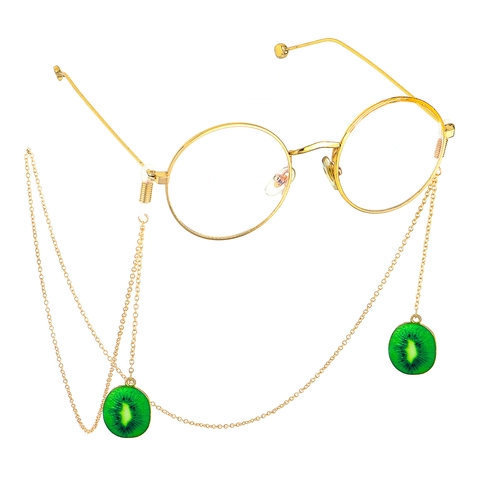 Anti-slip Glasses Chain Metal Eyewear Strap Gold Color With Kiwi Fruit Pendant Fashion Jewelry For Women