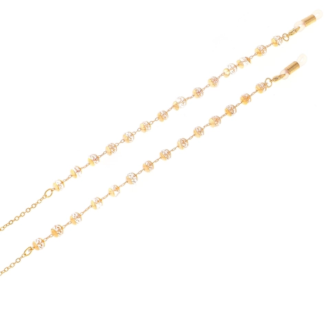 Fashion Gold Metal Glasses Chain With Transparent Crystal Beads Anti-slip Eyewear Strap Holder For Reading Glasses Sunglasses Women Accessory