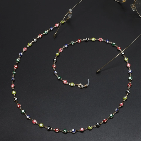 Evil Eye Multi-Color Enamel Copper Anti-Slip Glasses Chain Sunglasses Strap Holder Bohemian Neck Cord For Women