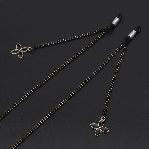 Eyewear Chain Metal Non-Slip Sunglasses Strap Four-Leaf Clover Flower Pendant Vintage Fashion Jewelry For Women