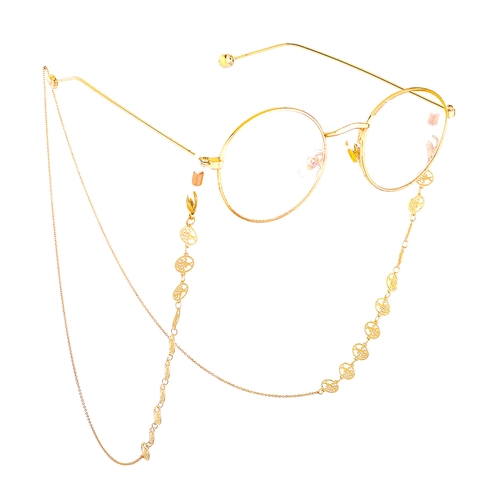 Alloy Metal Glasses Chain With Silicone Loops Life Tree Pendant Gold Bohemian Eyewear Retainer Lanyard Neck Cord