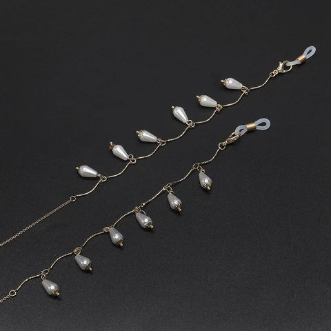 Catena Per Occhiali In Metallo Dorato Alla Moda Con Künstliche Perle A Goccia Cordino Antiscivolo Per Occhiali Da Sole E Da Vista