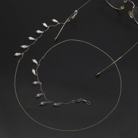 Catena Per Occhiali In Metallo Dorato Alla Moda Con Künstliche Perle A Goccia Cordino Antiscivolo Per Occhiali Da Sole E Da Vista