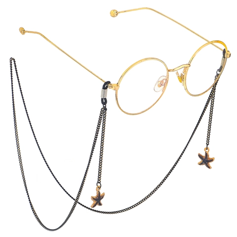 Brillenkoord Met Zeester Hanger Zwart Metaal Antislip Zonnebril Ketting Bril Accessoires