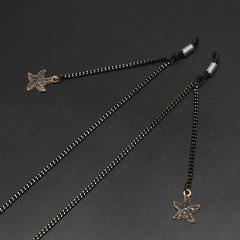 Brillenkoord Met Zeester Hanger Zwart Metaal Antislip Zonnebril Ketting Bril Accessoires