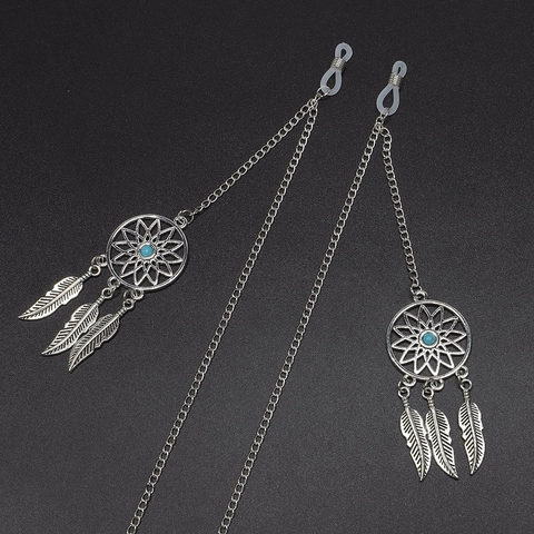 Eyeglass Chain Anti Slip Sunglasses Strap Metal Alloy Dreamcatcher Feather Tassel Bohemian Ethnic Style Holder Neck Cord