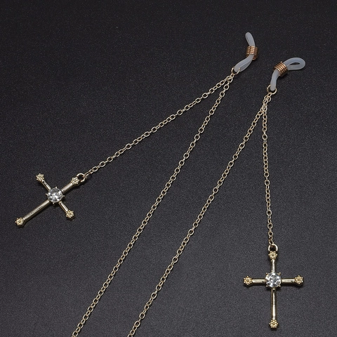 Brillenketting Metalen Brillenkoord Met Kruishangers Strass Antislip Siliconen Lussen Mode Accessoires