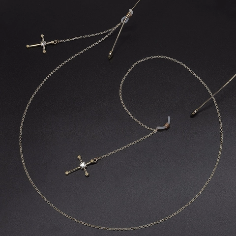 Brillenketting Metalen Brillenkoord Met Kruishangers Strass Antislip Siliconen Lussen Mode Accessoires