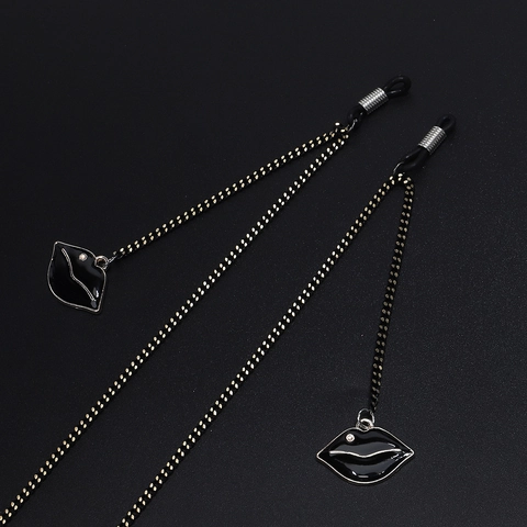 Catena Per Occhiali In Corda Intrecciata E Metallo Con Ciondolo Labbra Smaltate Strass Cordino Per Occhiali Da Sole Donna