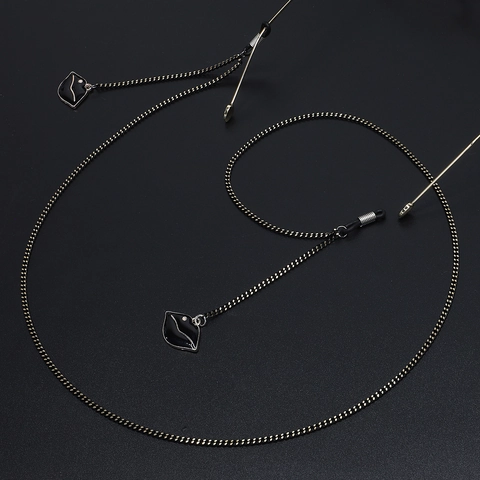 Catena Per Occhiali In Corda Intrecciata E Metallo Con Ciondolo Labbra Smaltate Strass Cordino Per Occhiali Da Sole Donna