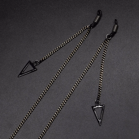 Brillenketting Zwart Metaal Met Driehoekige Hanger Antislip Brillenkoord Houder Zonnebrilketting Voor Dames Heren