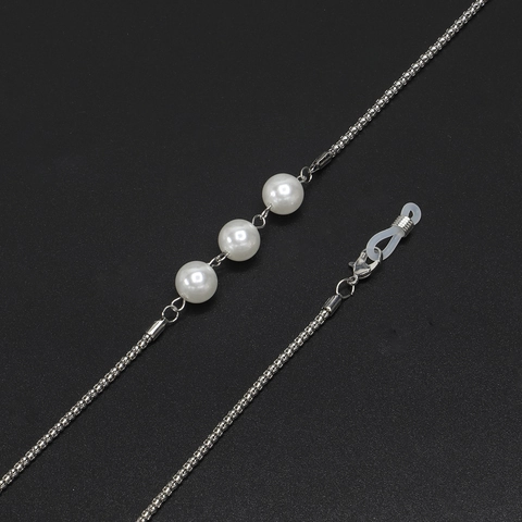 Catenella per Occhiali in Lega Metallica Minimalista Retrò Con Künstliche Perle Bianche Cordino Antismarrimento per Occhiali da Donna